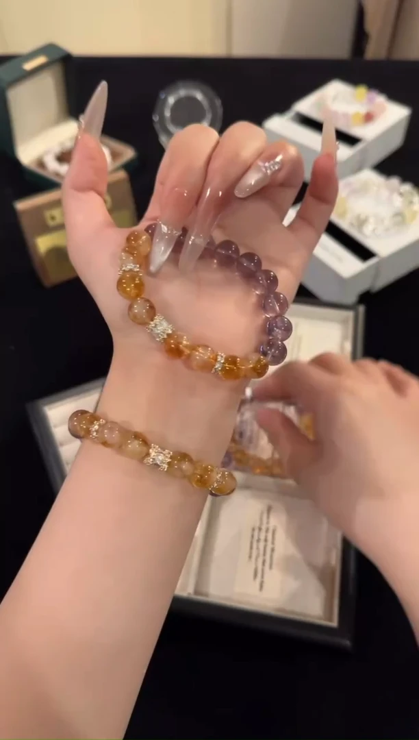 水晶手链合金紫黄x1939