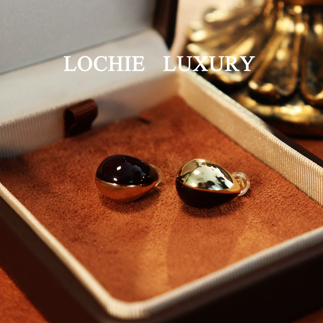 铜合金耳饰 Q065【墨影千秋】复古轻奢水滴正反色锆石耳饰