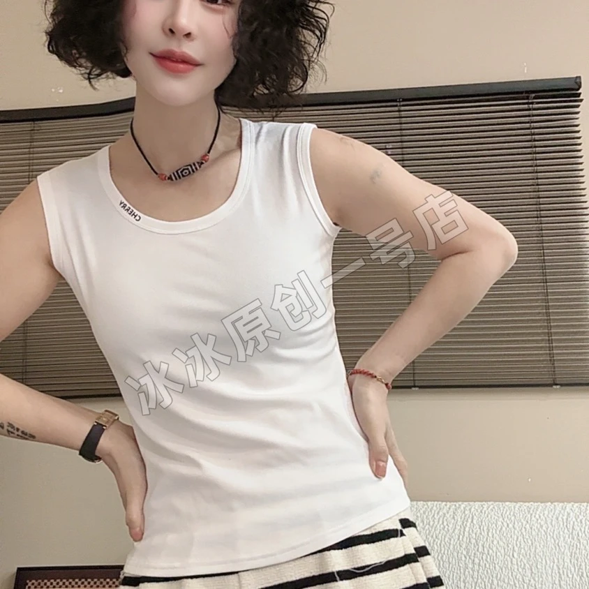 【冰冰一号店】3155圆领显瘦优棉百搭背心女款精品字母