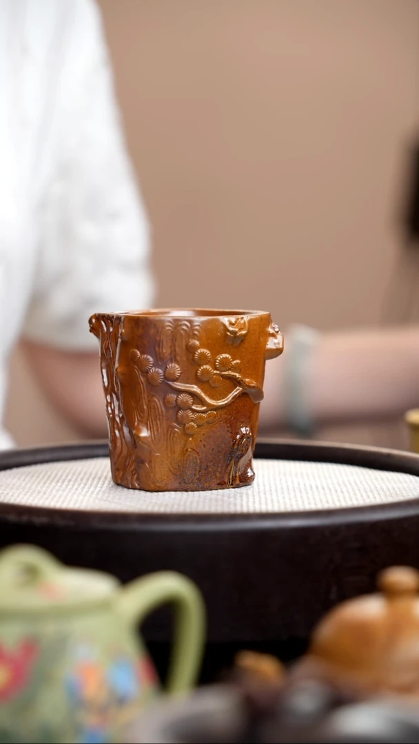 茶壶紫砂柴烧落釉高松桩杯