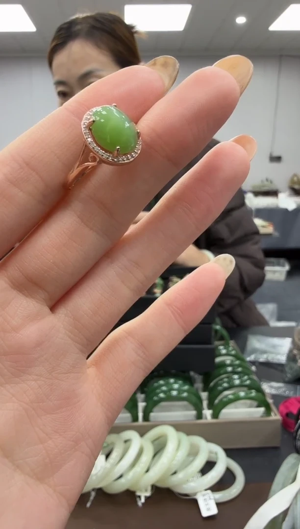 银S925镶嵌戒指和田玉多样性发其一zj猫眼
