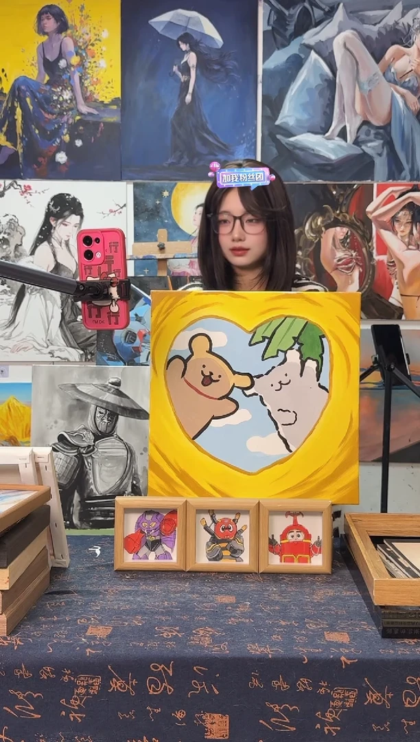 丙烯画一***号线条小狗丙烯画