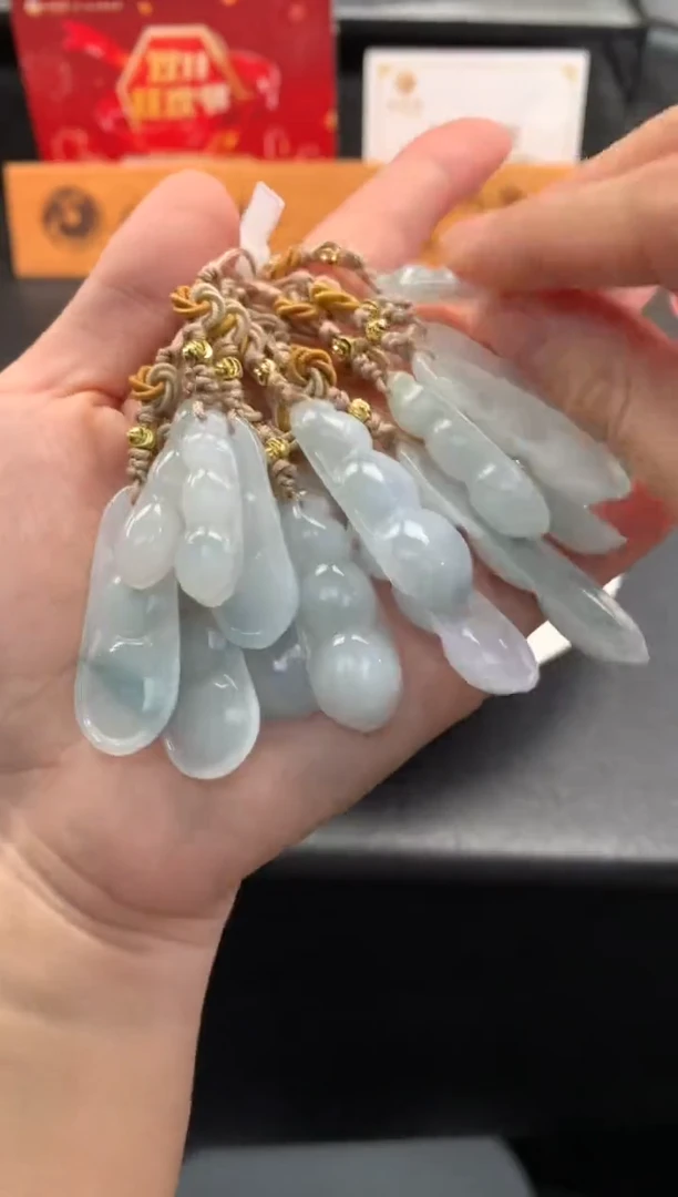 未镶嵌挂件翡翠FC354 翡翠豆子手机挂 多样性发其一