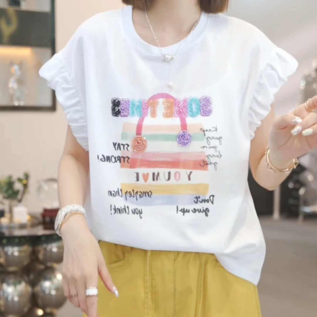 设计感时尚休闲气质欧货重工百搭T恤女2025夏季新款潮流短袖上衣