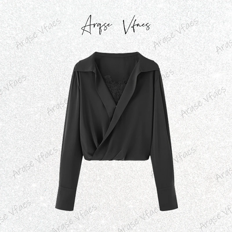 [ARQSEVFAES正品]—2025秋季新款时尚蕾丝拼接衬衫上衣女AR503026