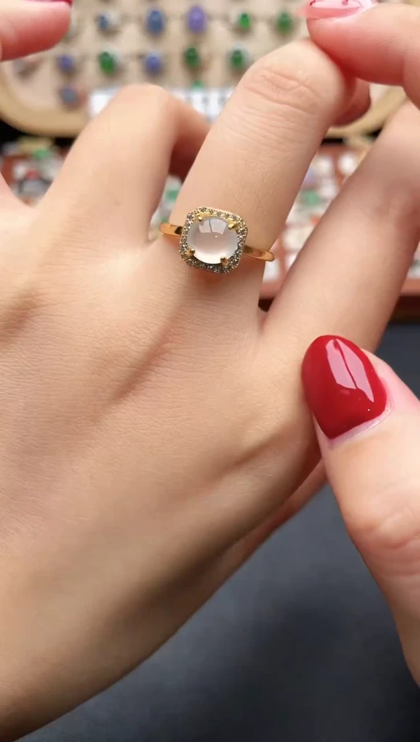 银S925镶嵌戒指翡翠一物一证一礼盒2