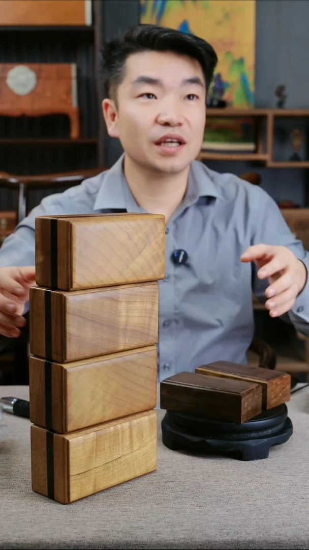 金丝楠缘**空金丝楠木紫包金天地盖首饰盒