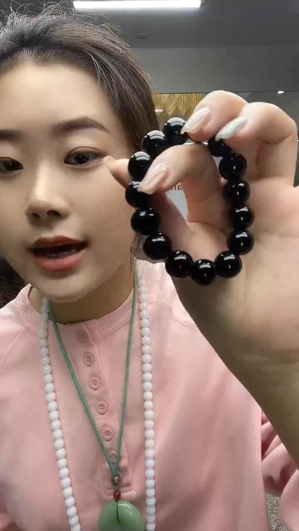 黑圆形卡14手串多样性发货一