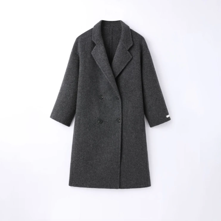 100%初剪羊毛2024秋冬双面羊毛大衣小个子外套8109