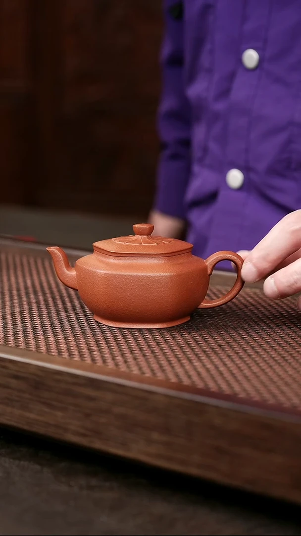 茶壶紫砂红降坡六方莲普