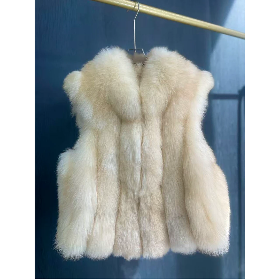 狐狸毛皮草马甲短款立领毛毛背心-QF25PZ2526
