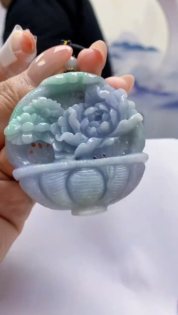 定制翡翠未镶嵌5060MM-毛货挂件94