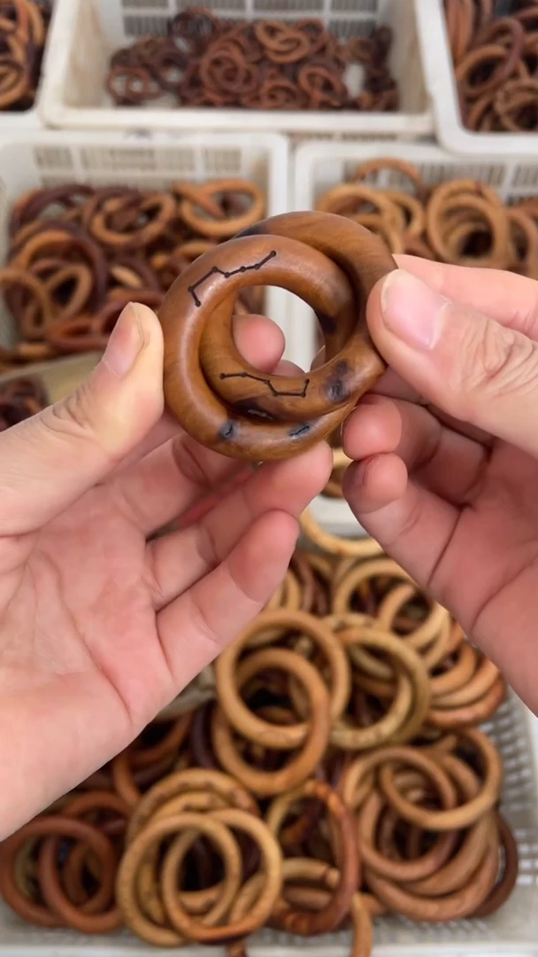 【闪购商品】木枣木刻星款小乾坤圈微瑕随机发