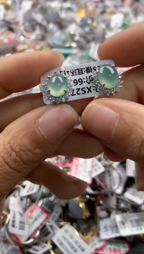 银S925镶嵌戒指翡翠7777    8