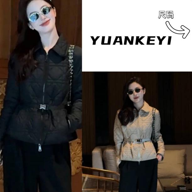 YUANKEYI  D家藤格纹精致收腰棉服