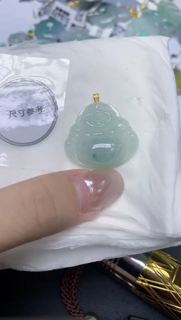 颈饰18K金镶嵌翡翠天然缅甸翡翠A货百元以上9元证书费自理