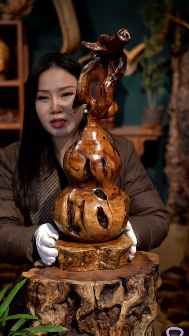 木雷击枣木葫芦摆件