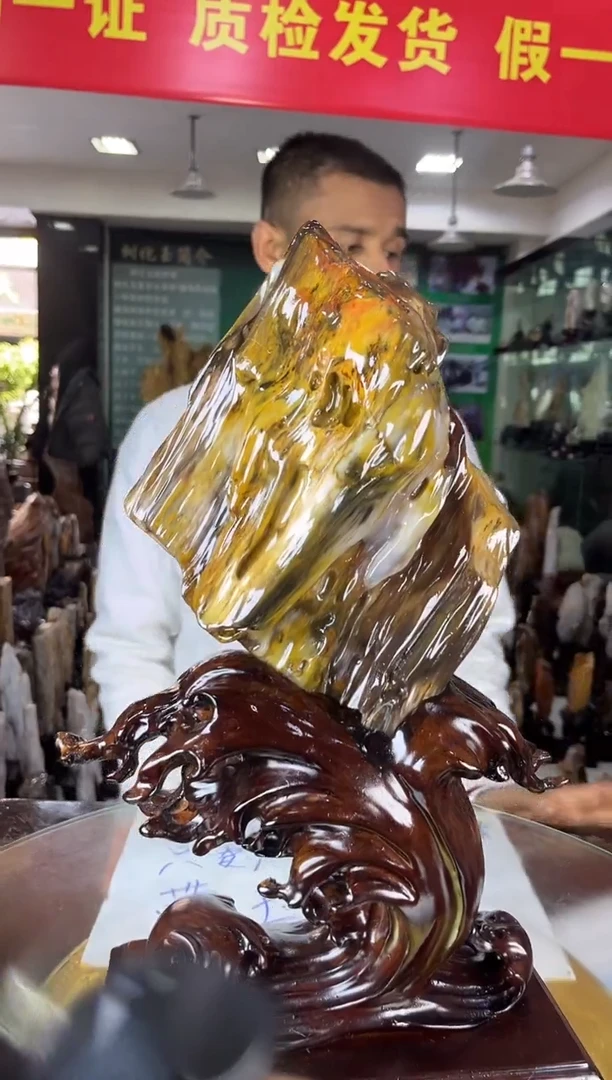 未镶嵌珠宝奇石硅化玉缅甸天然树化玉精品居家摆件