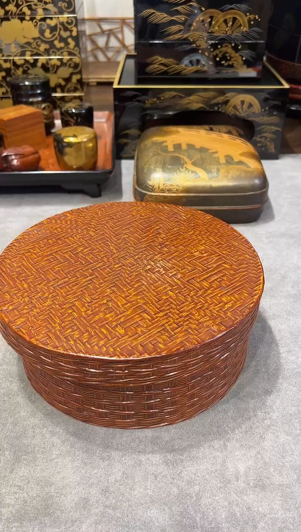 嘉**行篮胎漆 菠萝漆 竹编茶仓