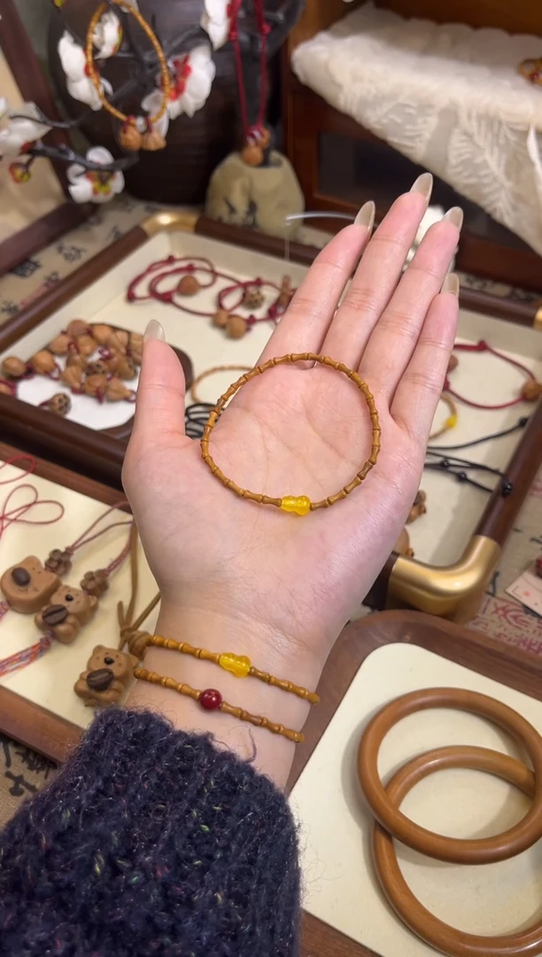 手串桃核【桃缘行】竹节「黄色葫芦」桃木桃核辟、挡、驱、护 备注手围