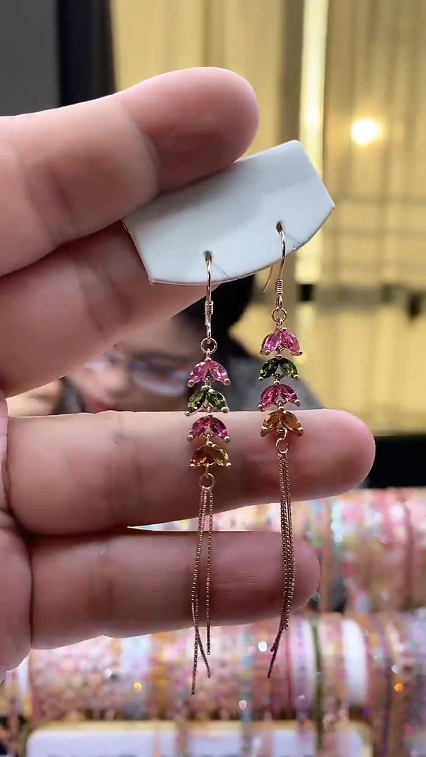 【闪购商品】碧玺耳钩银S925镶嵌156155611615