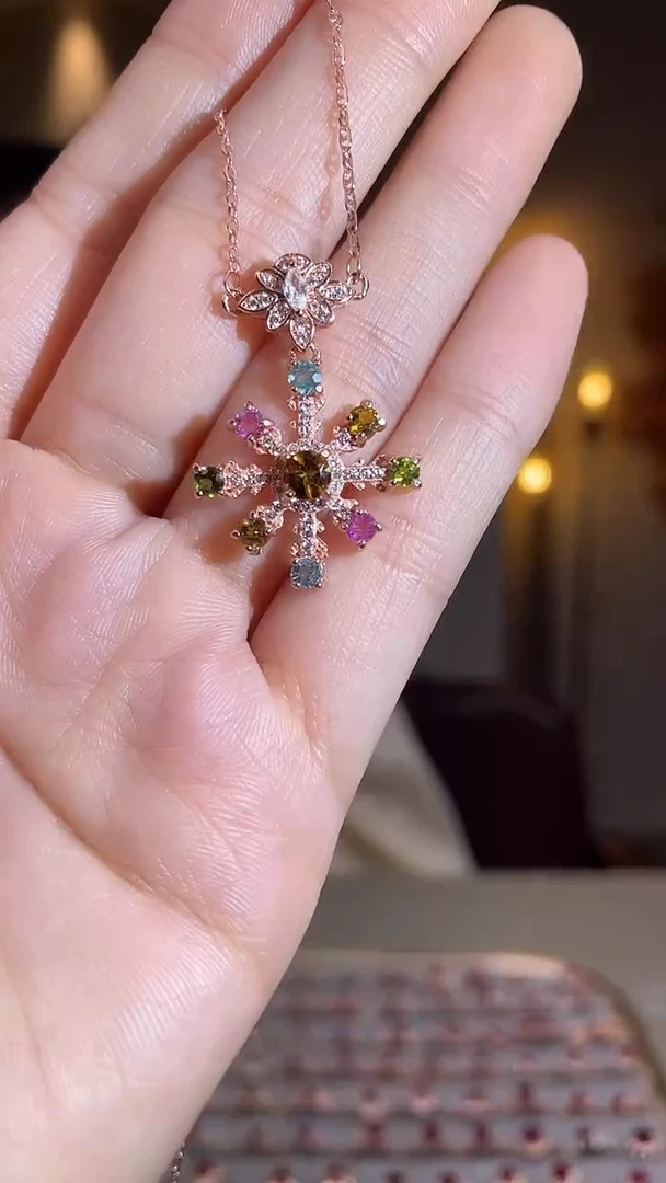 银S925镶嵌颈饰碧玺颈饰