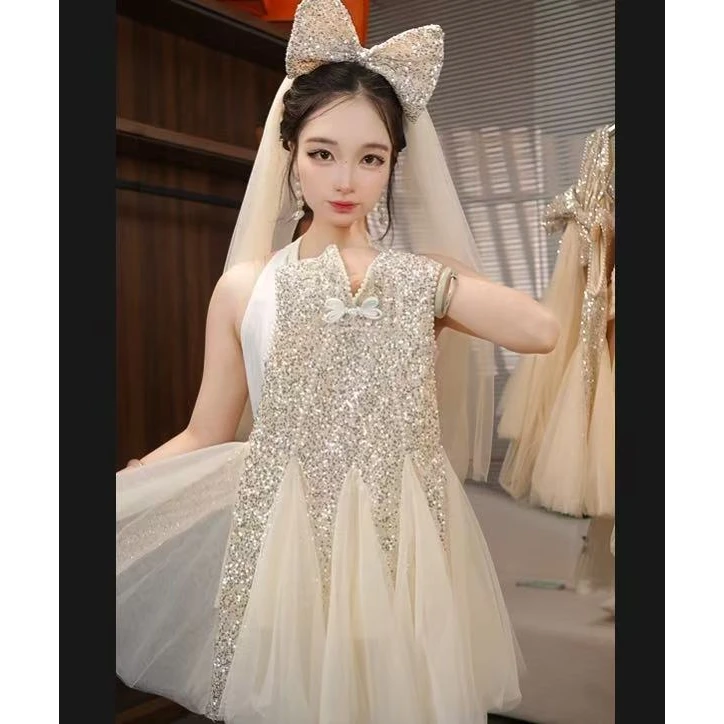 【盘扣满天星】少女风千金风夏季女公主风连衣裙女童套装女孩裙子