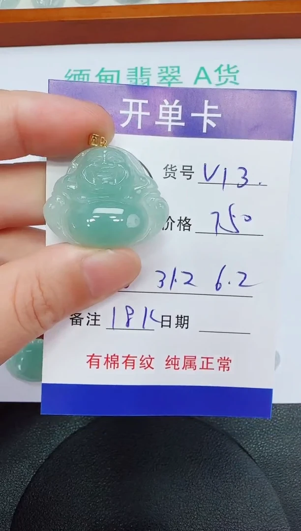 吊坠(赠链)18K金镶嵌翡翠V13