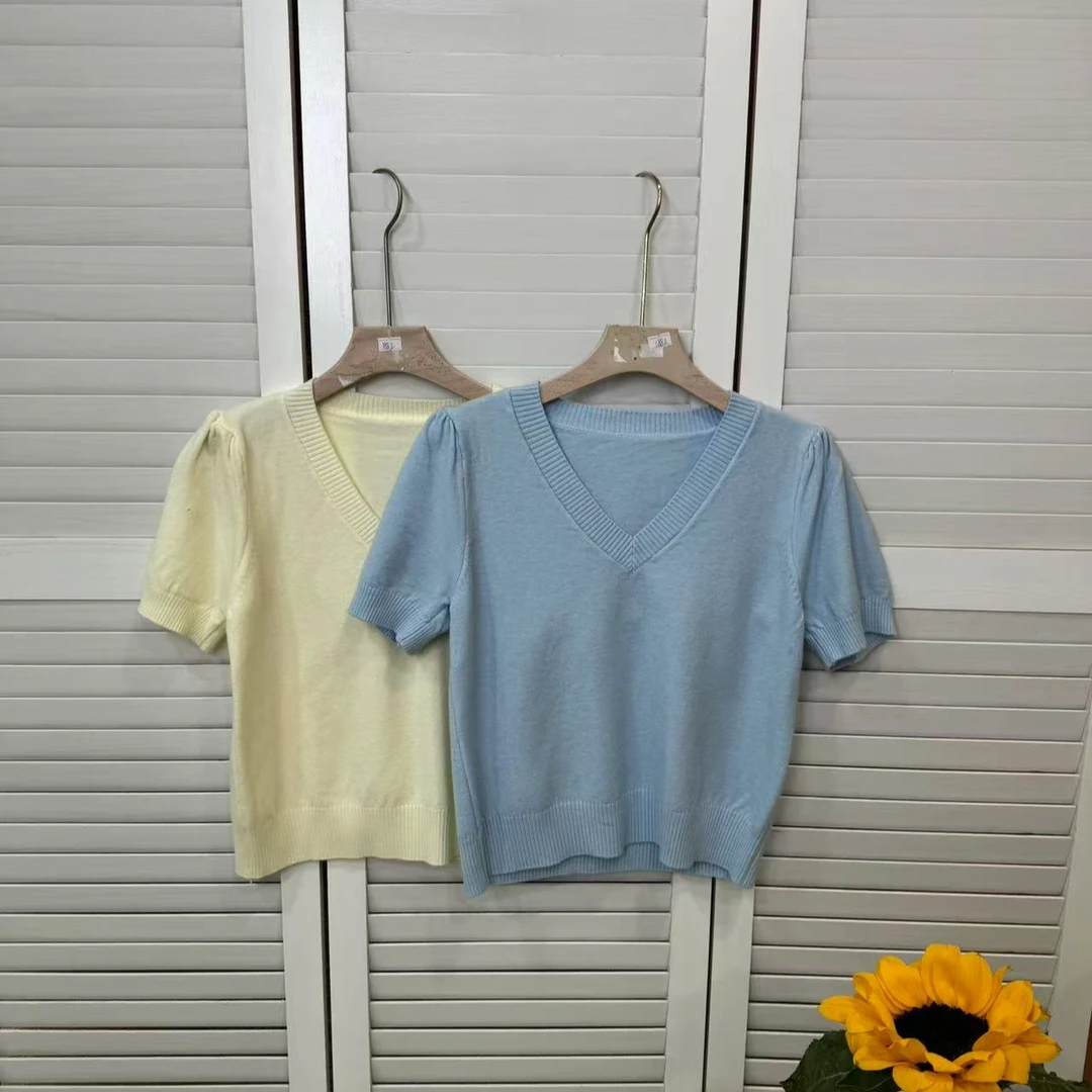 1882设计感V领针织上衣女款显瘦气质时尚百搭简约针织上衣