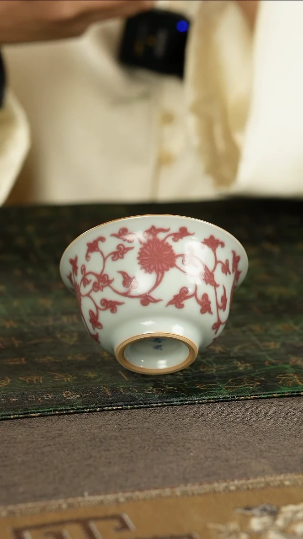 善窑厂汝窑釉里红主人杯