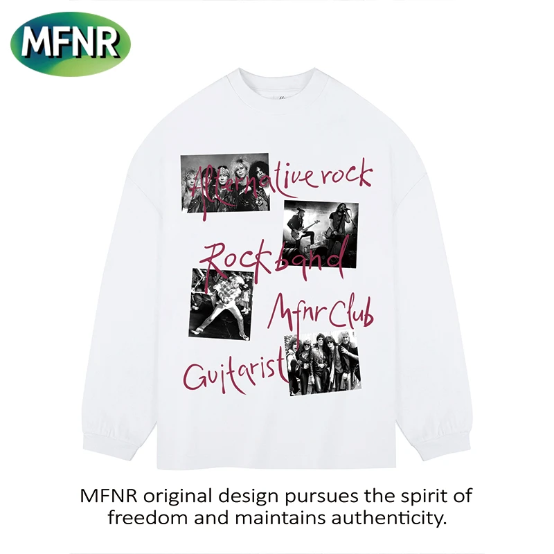 美式街头复古人像印花长袖T恤男女潮牌oversize宽松纯棉秋季上衣