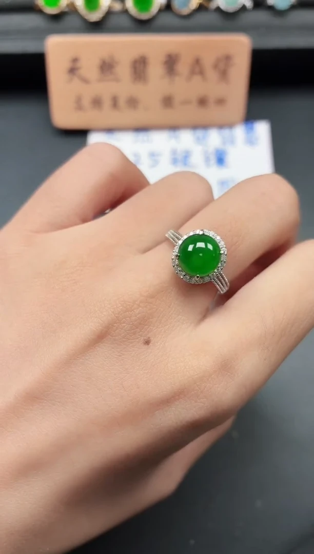 银S925镶嵌戒指翡翠111