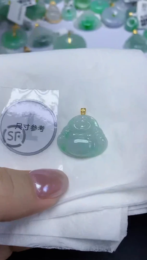 翡翠18K金镶嵌颈饰天然缅甸翡翠A货百元以上9元证书费自理