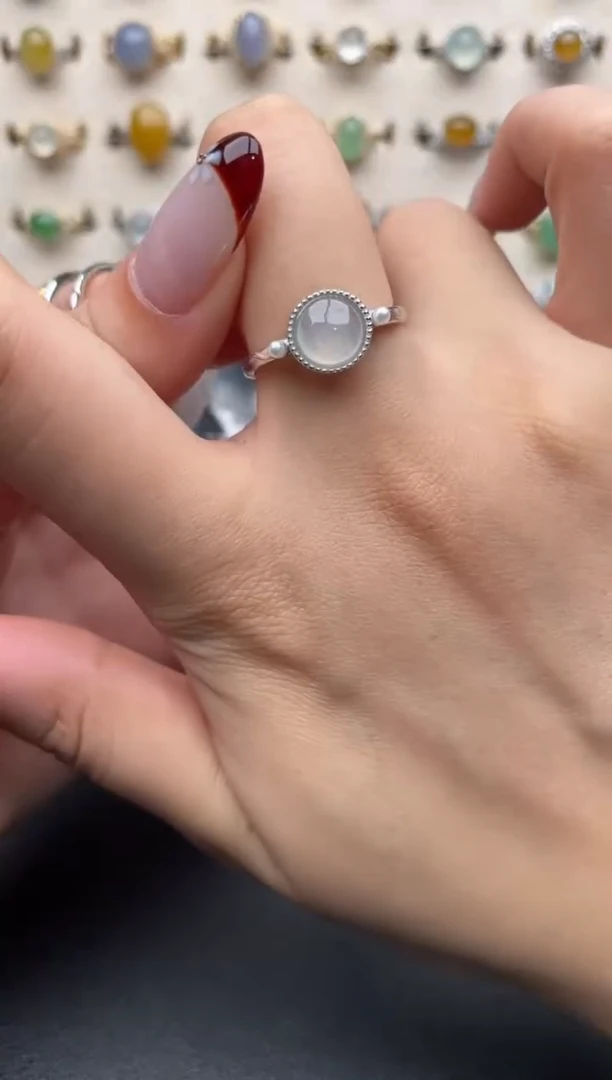 银S925镶嵌戒指翡翠一物一证一礼盒