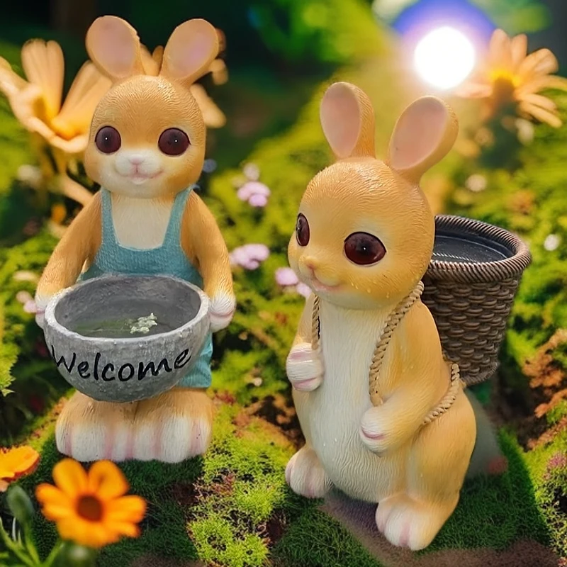 卡通可爱兔子花盆摆件多肉花盆室内室外花盆摆件花园阳台装饰品