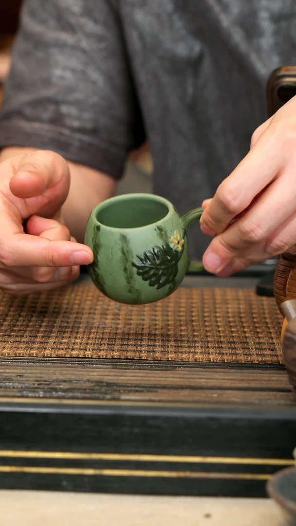 紫砂壶宜兴紫砂30 西瓜杯 豆青