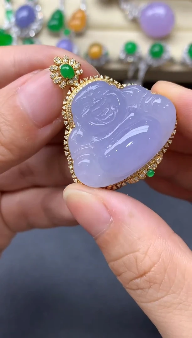 翡翠18K金镶嵌颈饰678-中国好珍宝