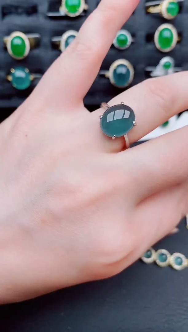 翡翠戒指银S925镶嵌天然a货翡翠268