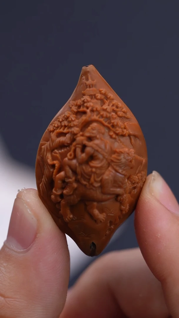 【闪购商品】橄榄核其他须培金2.6*4.4双面浮雕降龙伏虎单件