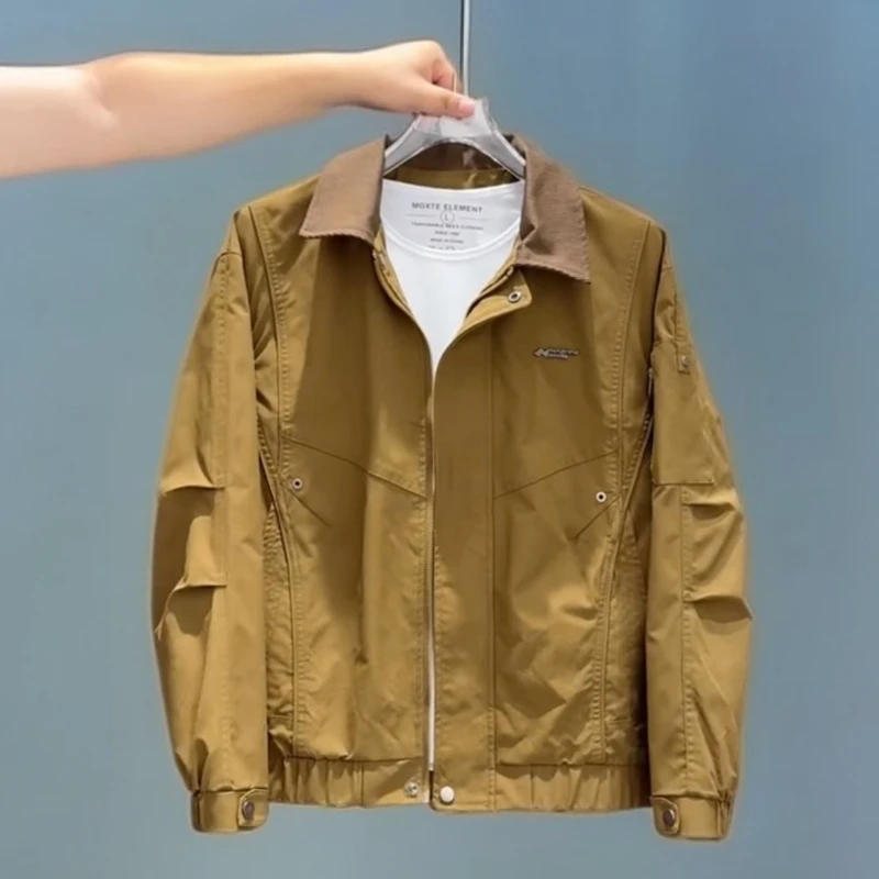 莱蒙璀春秋季男士夹克外套休闲外套时尚潮流百搭简约纯色翻领上衣