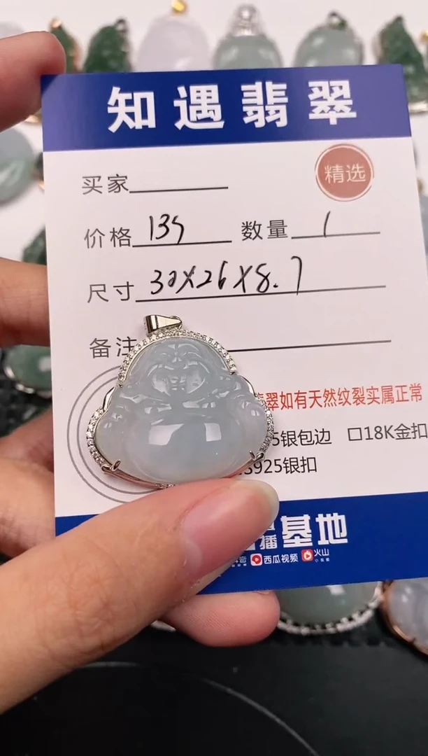 颈饰银S925镶嵌翡翠挂件