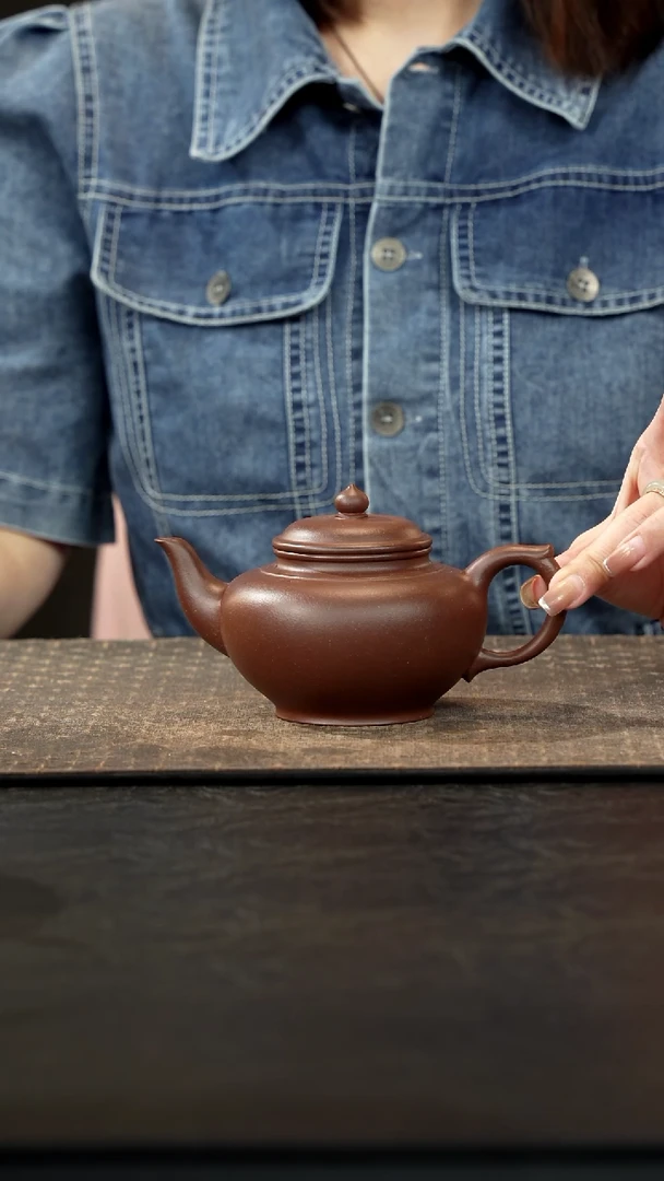 茶壶紫砂老紫泥笑樱300cc