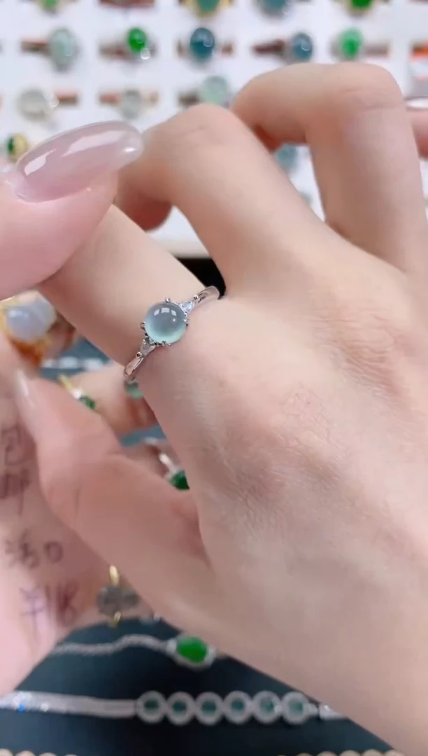 银S925镶嵌戒指翡翠天然翡翠