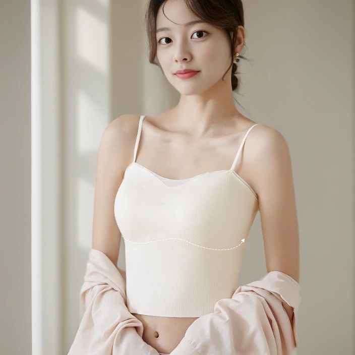 轻盈修身可拆卸免穿文胸肌理无痕吊带 5024#