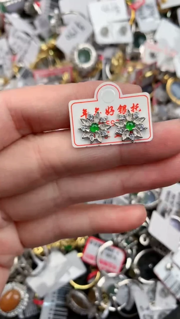 银S925镶嵌戒指翡翠555             5