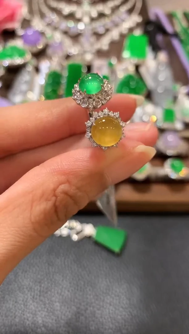 18K金镶嵌戒指翡翠a108多样性一件发货2