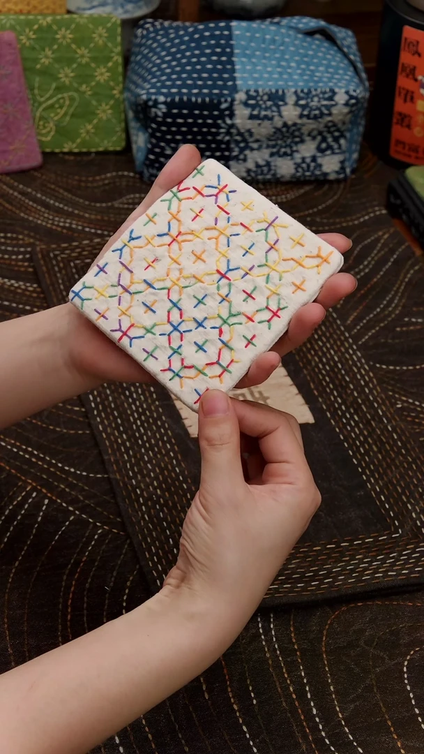 紫砂其他Cici手作刺子绣茶席-669