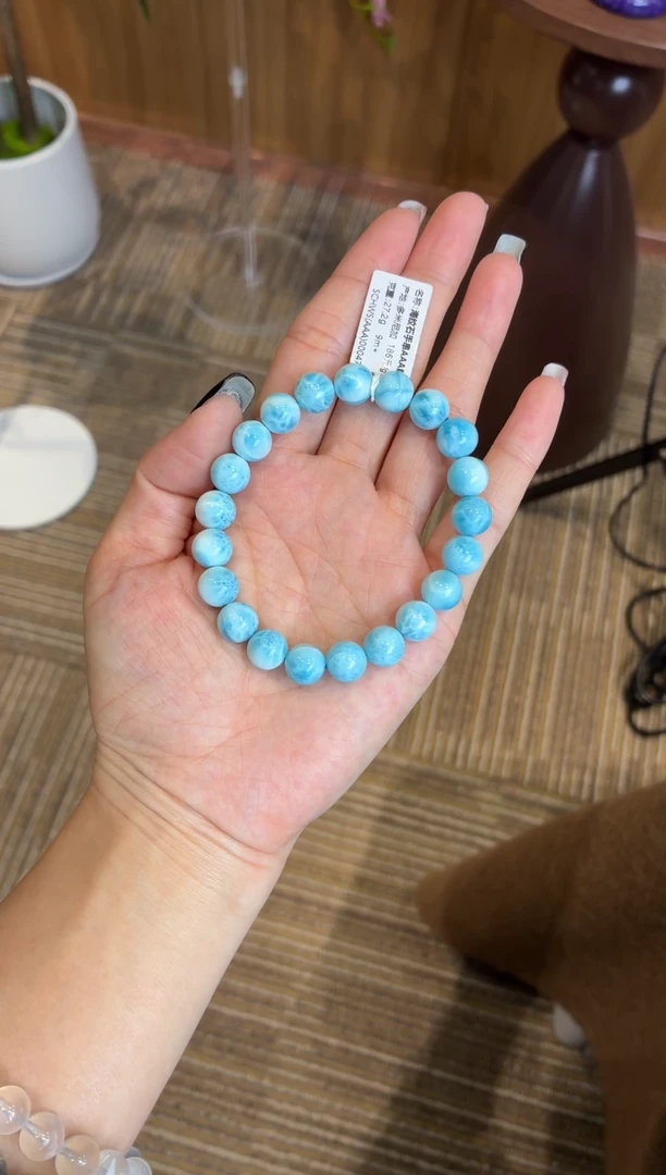 未镶嵌针钠钙石（海纹石）手串海纹石手串9m+