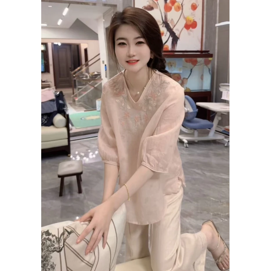 『刺绣花朵S』GYX舒适简约潮流洋气减龄衬衫9965