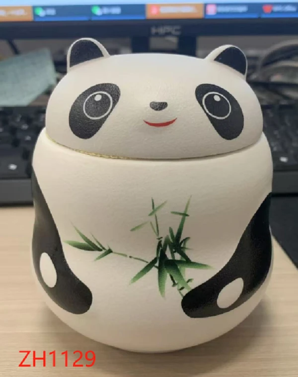 熊猫茶叶罐陶瓷3129特惠可爱可爱家用创意手绘青瓷白瓷带盖